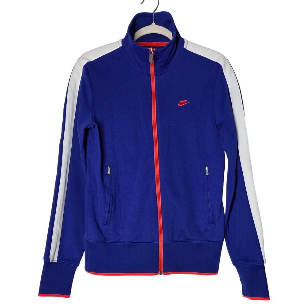 Nike Sportswear Track Jacket Blue White Red Stripe Full Zip Size M 370397498 VTG